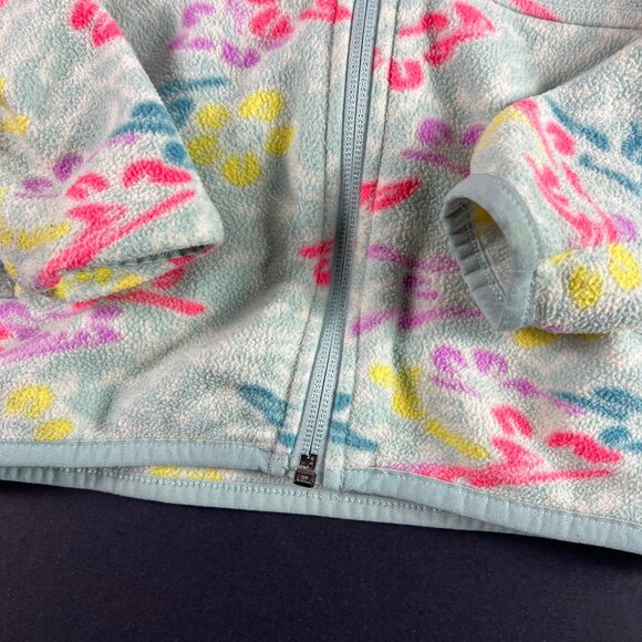 The North Face Sweatshirt Kids Girls 4 Green Floral Faded Fleece Full Zip Hoodie - Picture 2 of 15